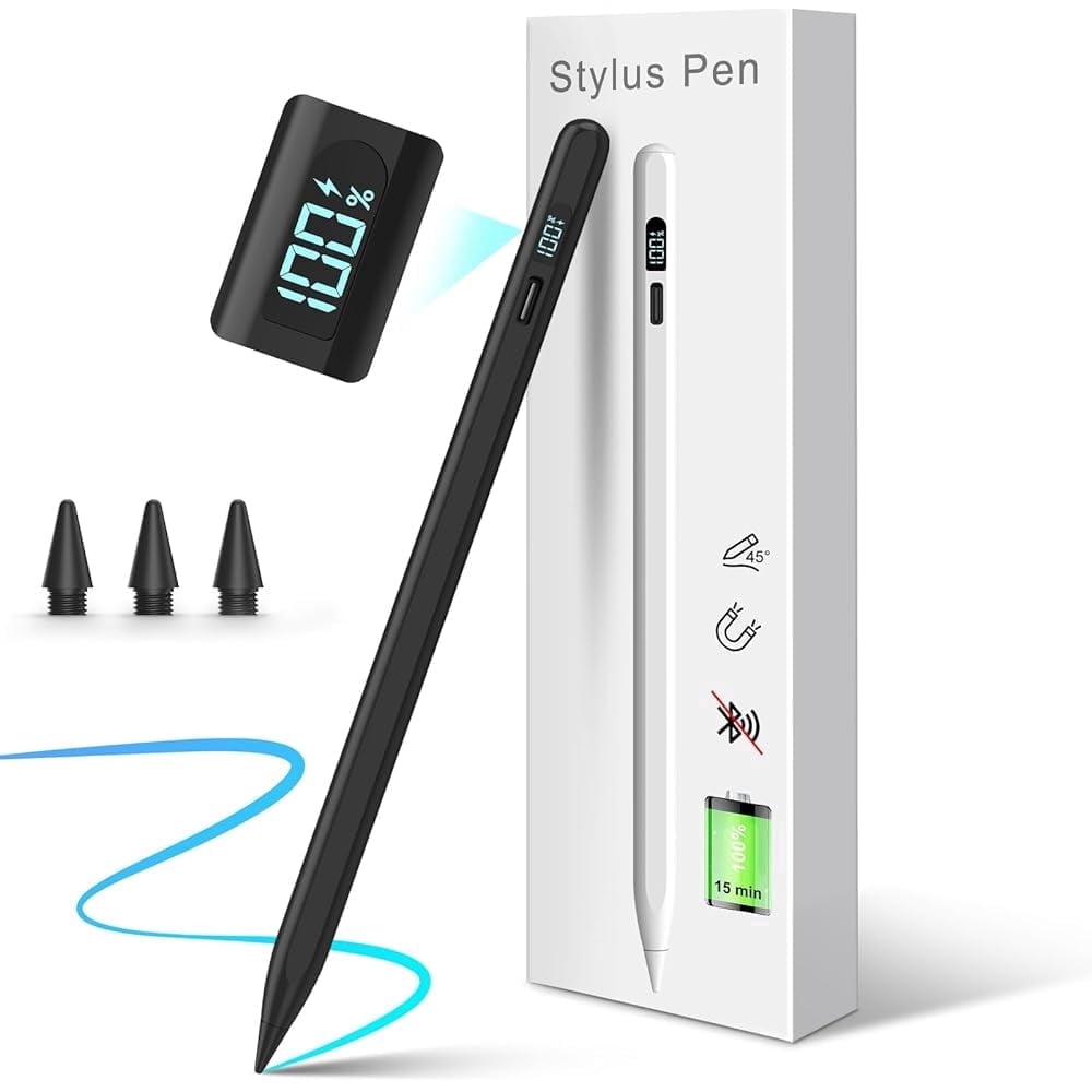 Stylus Pen for iPad 2018-2025, Apple iPad Pens 10th&9th Generation with LED Battery Display, Palm Rejection, Fast USB-C Charging, No Bluetooth, Compatible with iPad Pro Air Mini