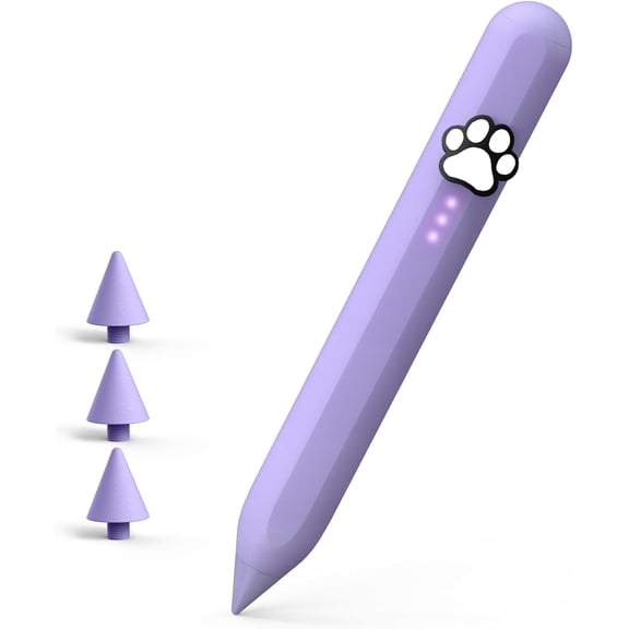 Stylus Pen for iPad 2018-2025, Kids-Friendly Magnetic Pen for iPad with Fast Type-C Charging, Palm Rejection & Tilt Support, 1.5mm High Precision Tip, Purple