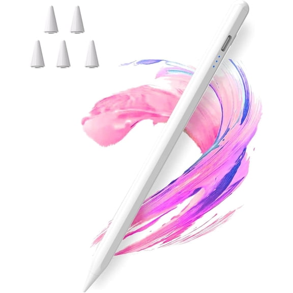Stylus Pen for iPad 2018-2025 with Palm Rejection, Charge,Tilt Sensitivity iPad Pencil Compatible with A16/10th/9th/8th/7th/6th,Pro 11/13in (M4),Air M3/M2/5th/4th,Pro 11/12.9in,Mini 6/5 (White)