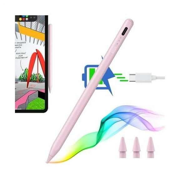 Stylus Pen for iPad 2018-2025, Tilt Sensitivity, Palm Rejection, Compatible with iPad 11th(A16)/10th Generation, iPad Air 11"/13", iPad Pro 11"/12.9"/13", iPad Mini 6/5, Pink