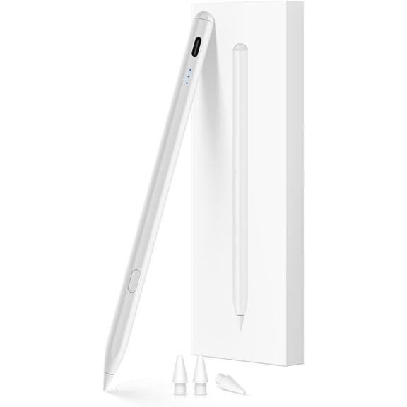 Stylus Pen for iPad (2018-2025), USB-C Fast Charging Apple iPad Pencil with Palm Rejection Tilt Sensitivity for iPad Air 5/4/3, iPad Mini 6/5, iPad 10/9/8/7/6, iPad Pro 12.9/11 (Ivory White)