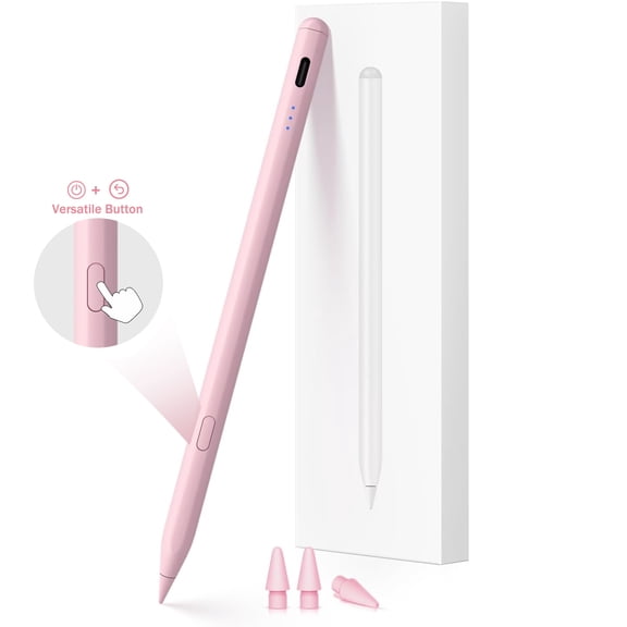 One-Click Undo Function,Stylus Pen for iPad 2018-2025(A16/11/10/9/8/7/6),USB-C Fast Charging,Pixel-Perfect Tilt Sensitivity,Palm Rejection & Magnetic Attach for iPad Pro/iPad Air/iPad Mini(pink)