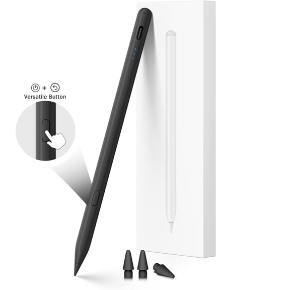 One-Click Undo Function,Stylus Pen for iPad 2018-2025,USB-C Fast Charging,High-Precision Tilt Sensitivity iPad Pencil, Palm Rejection & Magnetic Attach for iPad Pro/Air/Mini (11/12.9/13)(black)
