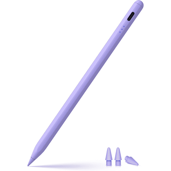 Stylus Pen for Apple iPad 2025-2018(11th A16/10/9/8/7/6) with USB-C Fast Charging,No Bluetooth–Just Turn On and Use,Tilt Sensitive Palm Rejection Compatible with iPad Pro/iPad Air/iPad Mini (Purple)