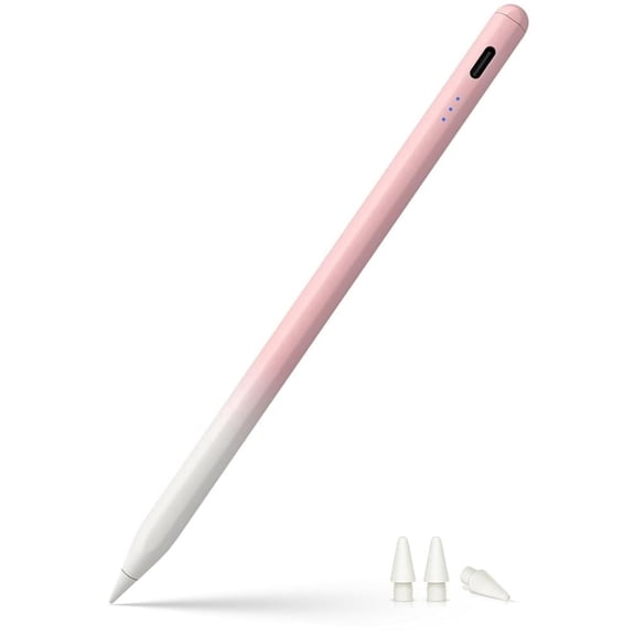 Stylus Pen for Apple iPad 2025-2018(11th A16/10/9/8/7/6) with USB-C Fast Charging,No Bluetooth–Just Turn On and Use,Tilt Sensitive Palm Rejection Compatible with iPad Pro/iPad Air/iPad Mini(Pink)