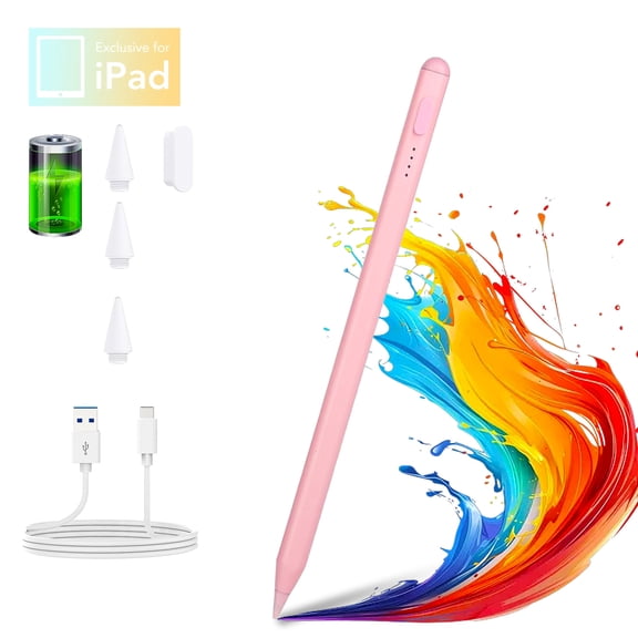 Stylus Pen for iPad 6th-11th Generation-High Precision and Sensitivity Compatible with 2018-2025 Apple iPad Pro 11"/12.9"/M4, iPad Air 3/4/5/M2/M3,iPad mini 5/6 Gen-Pink