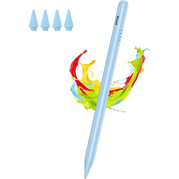Stylus Pen for iPad 9&10&11th(A16) Generation 2018-2025 with Palm Rejection, Tilt, Digital Pencil for Apple iPad 6/7/8/9/10/11th(A16), Pro 11"/12.9"/13/M4, Air 3/4/5th/M2/M3, Mini 5/6th - Blue