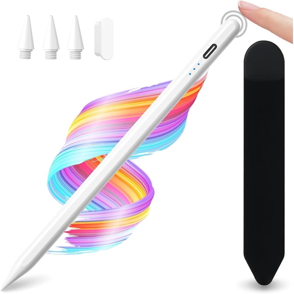 Stylus Pen for iPad A16 10th / 11th Generation, 2X Fast Charge Tilt Sensitivity Palm Rejection Pencil for 2018-2025 iPad 6/7/8/9/10/11th, Pro 11"/12.9"/ 13, Air 3/4/5/M2/M3, Mini 5/6, Milky