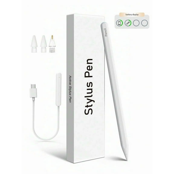 Stylus Pen for iPad Pencil - Magnetic Wireless Charging (Cable Included), Palm Rejection, Tilt Sensitivity - Fits 2018-2024 iPad Air 3-5/Mini 5-7/iPad 6-10/Pro 11"/12.9"