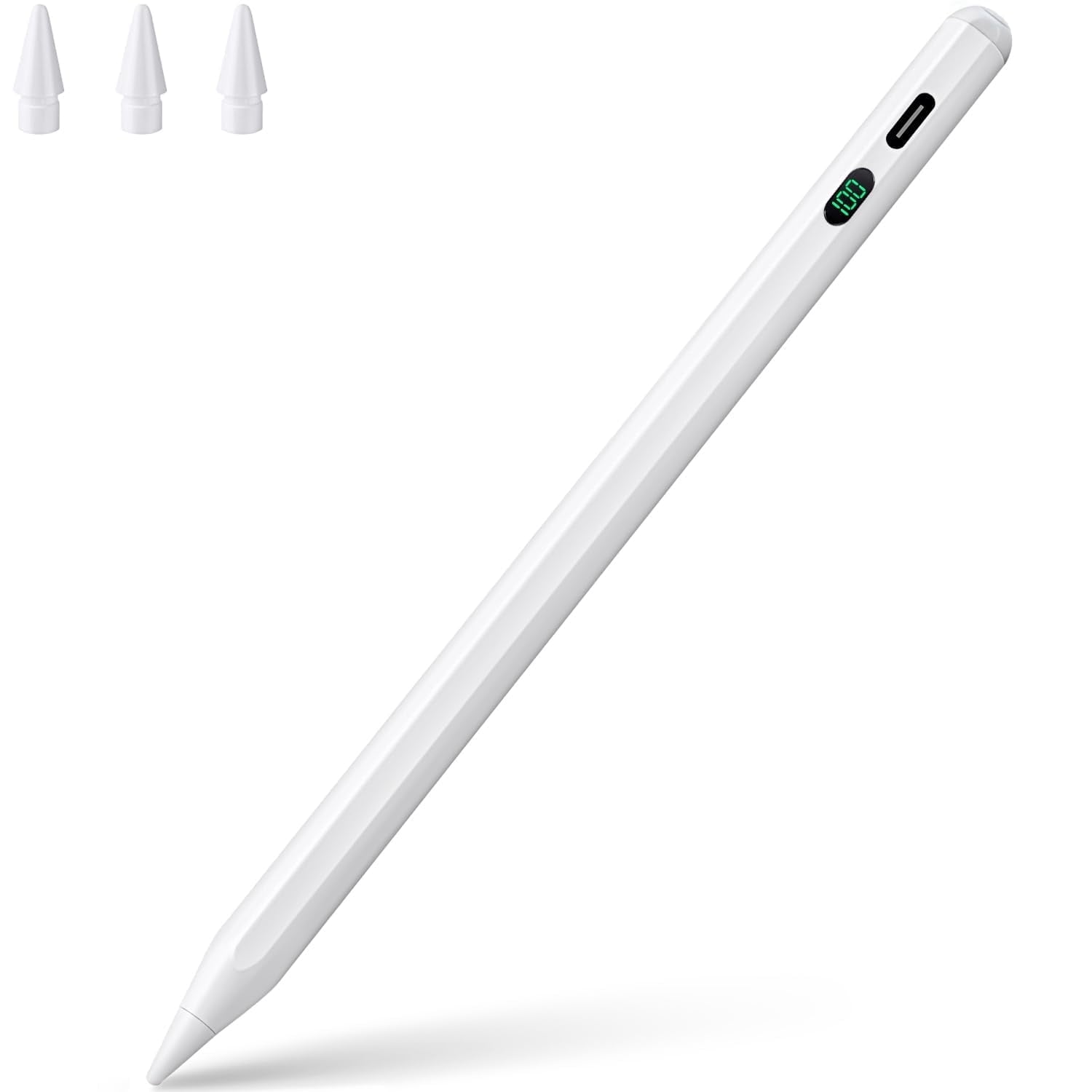 Stylus Pen for iPad, Palm Rejection & Tilt, Power Display, Compatible with 20182022 iPad Pro 11/12.9, iPad 10/9/8/7/6, iPad Air 3/4/5, iPad Mini 5/6 White
