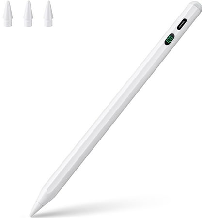 Stylus Pen for iPad, Palm Rejection & Tilt, Power Display, Compatible with 2018–2022 iPad Pro 11/12.9, iPad 10/9/8/7/6, iPad Air 3/4/5, iPad Mini 5/6 – White
