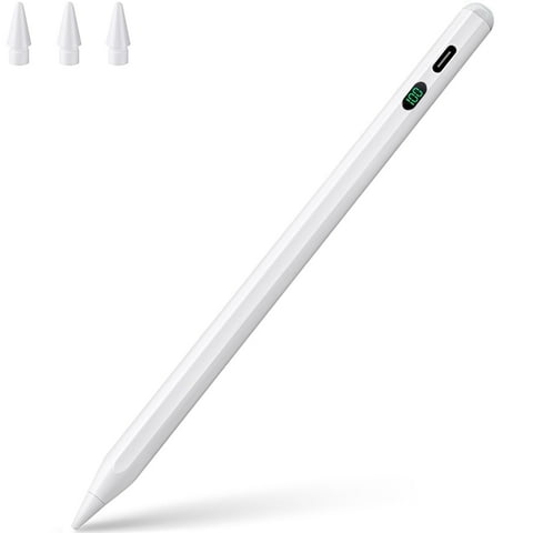 Stylus Pen for iPad, Palm Rejection & Tilt, Power Display, Compatible with 20182022 iPad Pro 11/12.9, iPad 10/9/8/7/6, iPad Air 3/4/5, iPad Mini 5/6  White