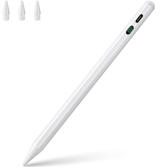 Stylus Pen for iPad, Palm Rejection & Tilt, Power Display, Compatible with 20182022 iPad Pro 11/12.9, iPad 10/9/8/7/6, iPad Air 3/4/5, iPad Mini 5/6 White