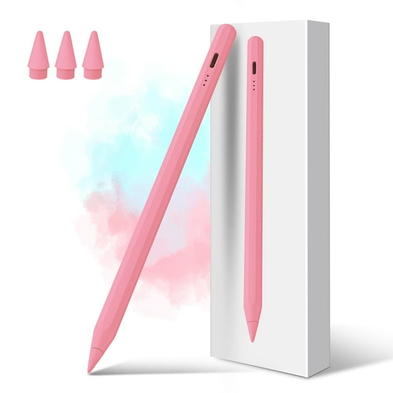 Stylus Pen for iPad W/Palm Rejection Tilt Sensitivity,13 Mins Fully Charged, Active Touch Screen Apple Pencil Compatible W/iPad 6/7/8/9/10,iPad Pro12.9&11",iPad Air3/4/5,iPad mini5/6-PINK
