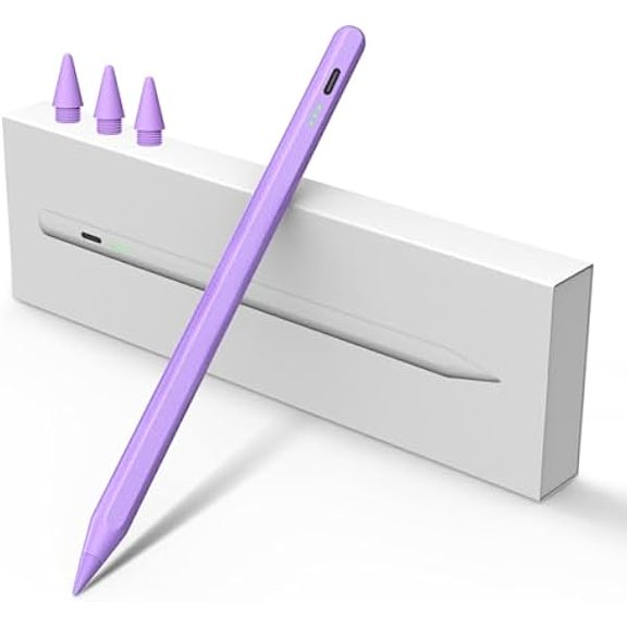Stylus Pen for iPad W/Palm Rejection Tilt Sensitivity,13Mins Fully Charged, Active Apple Pencil Compatible W/iPad 6/7/8/9/10,Pro12.9&11"/M4,Air3/4/5/6,mini5/6-Purple