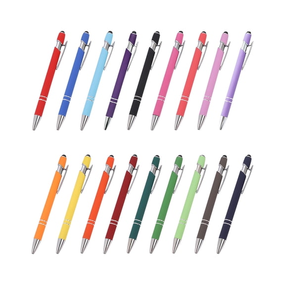 Stylus Pen with Ballpoint 5 Pack,Aluminum Metal Click Retractable Pen 0.5mm with Soft Touch Screen Tip,Dual Purpose Business Writing Pen,5.5 Inch