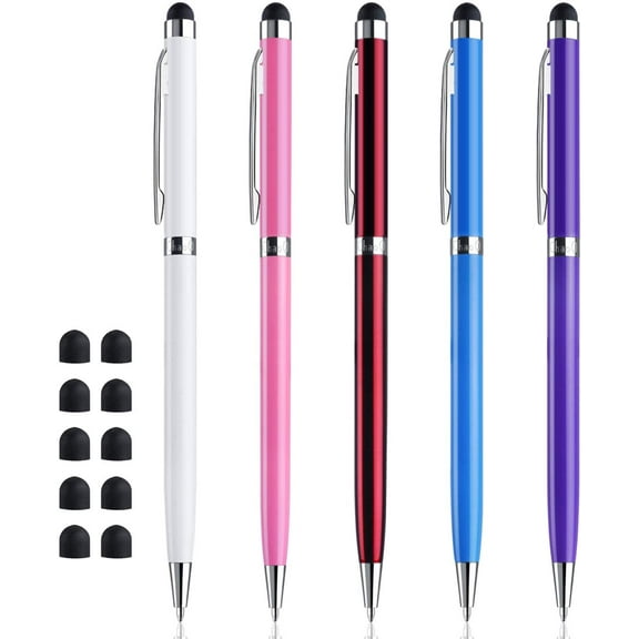 Stylus Pens, 10 Pcs Rose Gold Clip 2 in 1 Capacitive Stylus and Ballpoint Pen for iPad, iPhone, Samsung, Tablets / Cell Phones, All Touch Screen Devices +10 Extra Replaceable Soft Rubber Tips