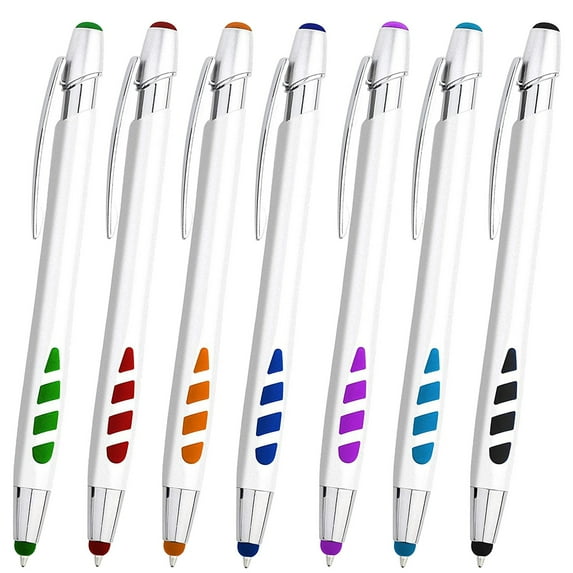Stylus Pens - 2 in 1 Touch Screen & Writing Pen, Sensitive Stylus Tip - For Your iPad, iPhone, Kindle, Nook, Samsung Galaxy & More - Assorted Colors, 7 Pack