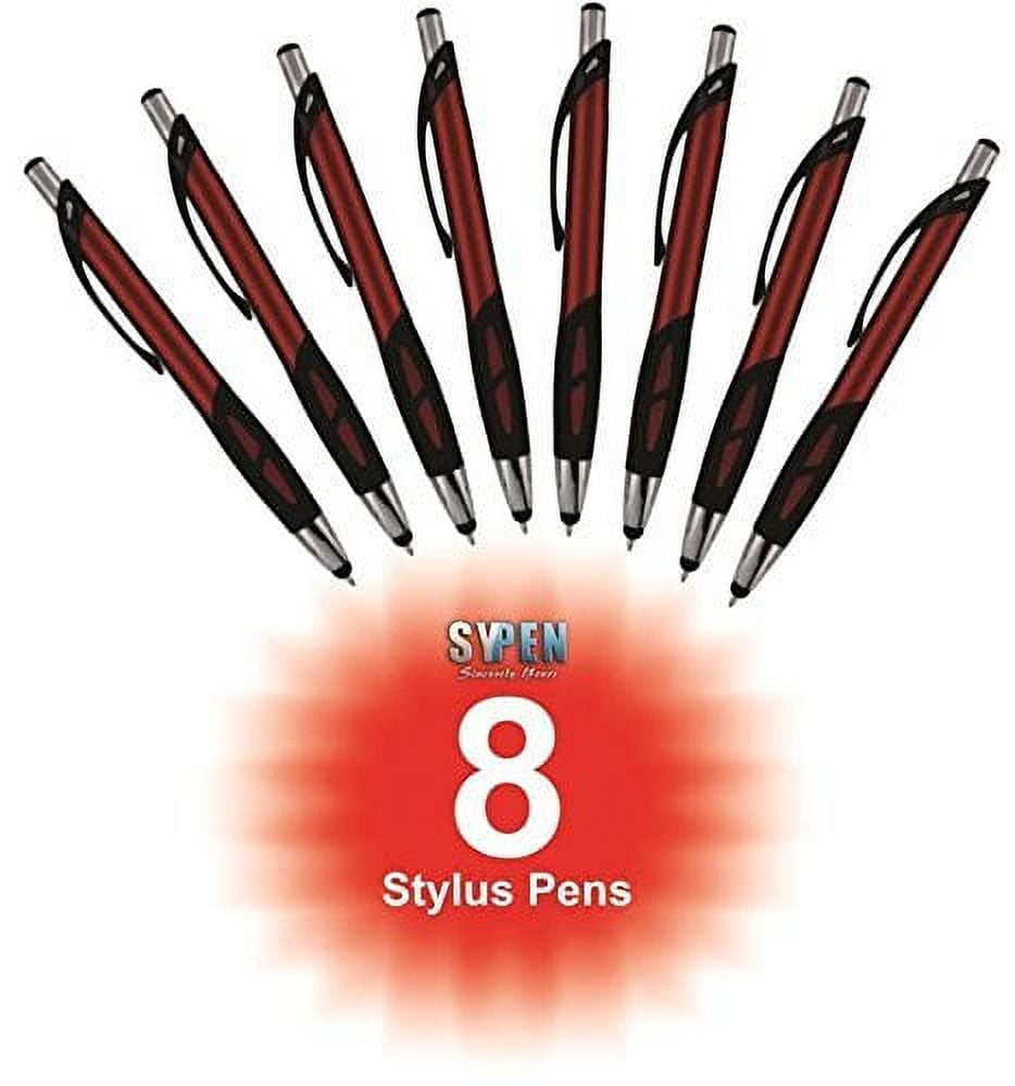Stylus Pens - 2 in 1 Touch Screen & Writing Pen, Sensitive Stylus Tip - For Your iPad, iPhone,Nook, Samsung Galaxy & More - Red, 8 pack -By SyPen