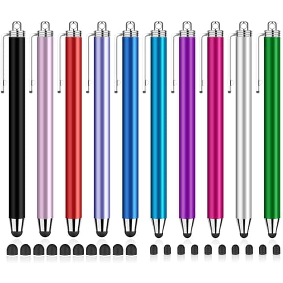 Stylus Pens for Touch Screens,10 Pack 0.24"+0.36" High Sensitivity Stylus with 20 Pcs Replacement Capacitive Tips for iPhone iPad Android PC Tablets All Universal Touchscreens