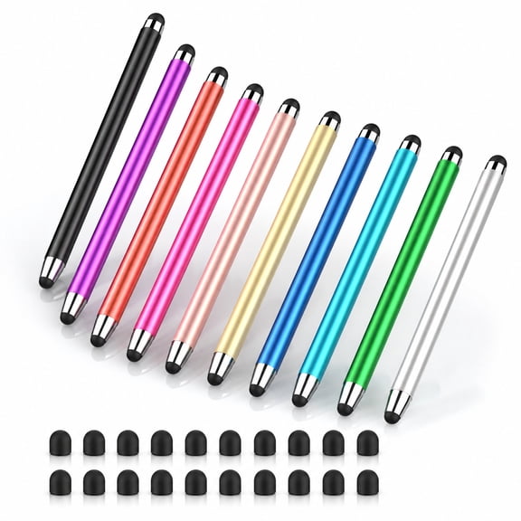 Stylus Pens for Touch Screens,10-Pack 2-in-1 Universal Touchscreen Stylus Pens for iPad,iPhone,Android,Samsung,Tablets,Laptops & More - Includes 20 Replacement Nibs