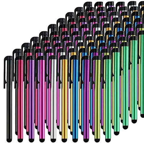 Stylus Pens for Touch Screens, 100 Pieces Universal Colorful Long Metal Stylists Pack for iPad, iPhone, Android, Galaxy, Chrome Book, Tablets, Assorted Colors All Devices - 4"