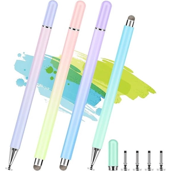 Stylus Pens for Touch Screens, 4 Pcs High Precision Disc Stylus with Magnetic Cap, 2 in 1 Stylus Pen Compatible with iPhone, iPad Pro, Mini, Air and Samsung Tablets