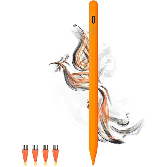 Stylus Pens for Touch Screens Power-Display Tablet Pen POM Tip Magnetic Digital Touch Pen Compatible with iPhone/iPad/Lenovo/and Other iOS/Android Smartphone and Tablet Devices (Orange)