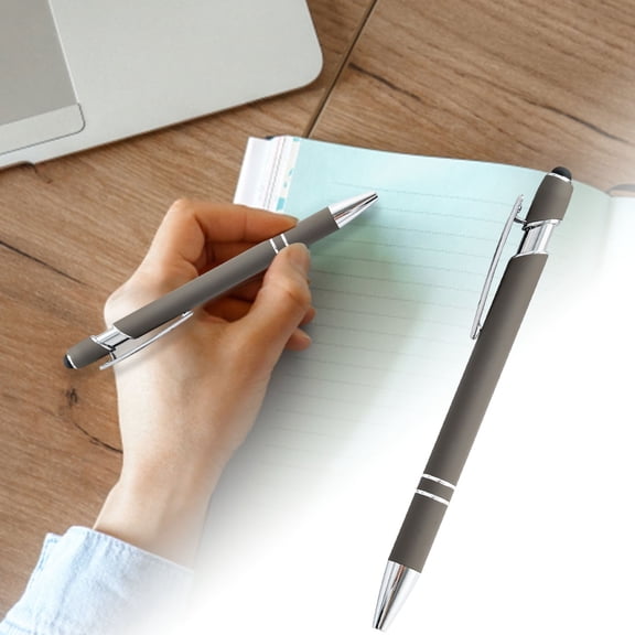 Stylus Pen for Screens - 2 in 1 Aluminum Push-Button Stylus and Ballpoint Pen for Tablets and Phones Ideal for Signs and Pro Note Taking