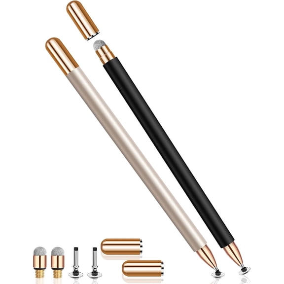 MEKO 2-in-1 Magnetic Stylus Pen for Touch Screen Devices Aluminum Body, 180° Rotating Suction Cup, No Delay, Includes 2 Fabric Tips & 2 Suction Cups