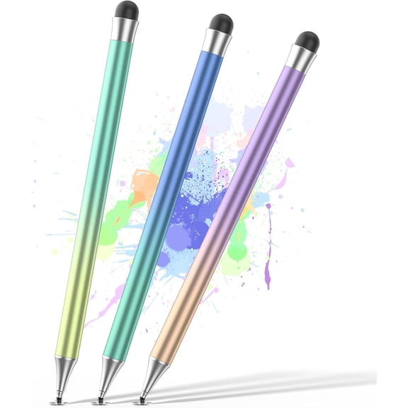 Stylus Pens for Touch Screens, Round Disk Tip Pen iPad Compatible with/Tablet/Android/iPad/iPhone/iOS and All Capacitive Screens (Corlorful-3pcs)