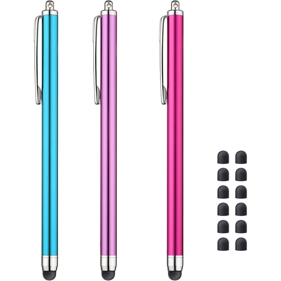 Stylus Pens for Touch Screens iPad iPhone Kindle Fire (Pink/Purple/Aqua Blue)