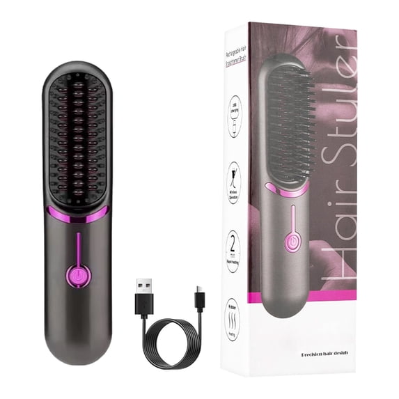 Styluse Wireless Hair Straightener Brush with Ceramic Technology Smart Temperature Control for Straightening and Curling Rechargeable Portable Design