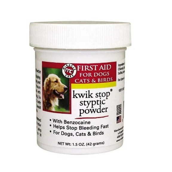 Styptic Kwik Stop Dog Cat and Bird Help Stop Bleeding Fast Powder Gel Pads Swabs (1.5 oz Powder)