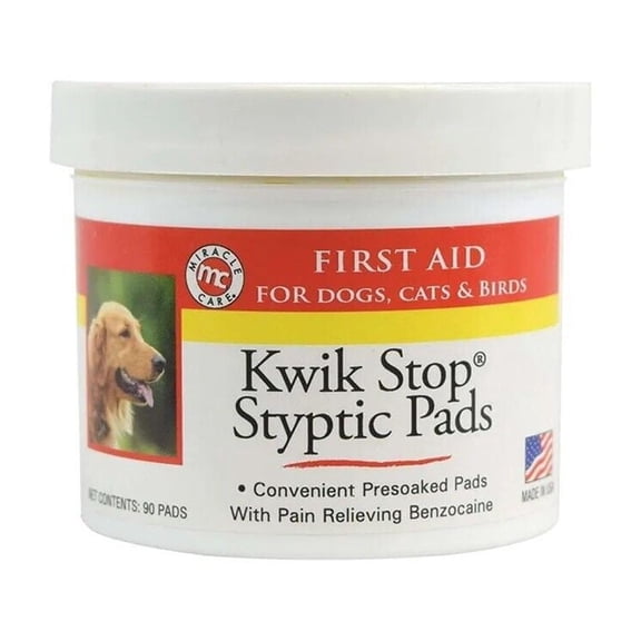 Styptic Kwik Stop Dog Cat and Bird Help Stop Bleeding Fast Powder Gel Pads Swabs (90 Styptic Pads)