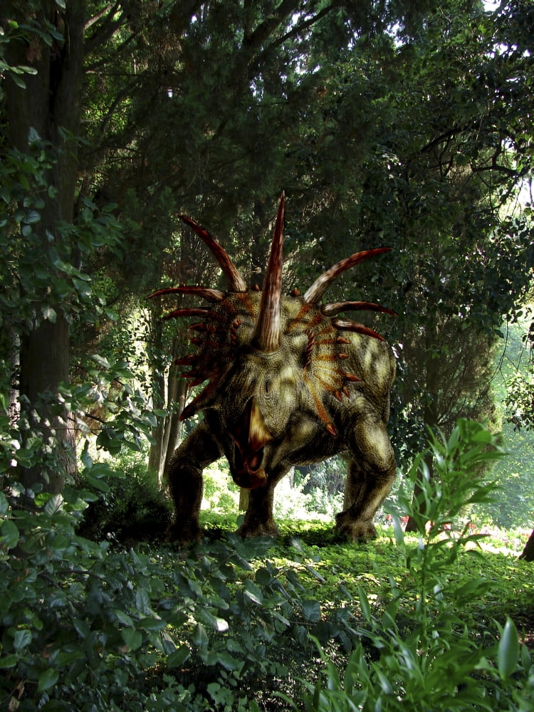 Styracosaurus in a forest Canvas Art - Yuriy PriymakStocktrek Images (25 x 33)