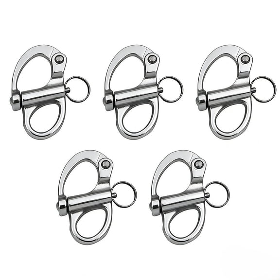 Styrix 2 Inch Ss316 Stainless Steel Fixed Snap Shackle Set of 5 for Marine Rigging Wire Rope Diving Surfing Applications
