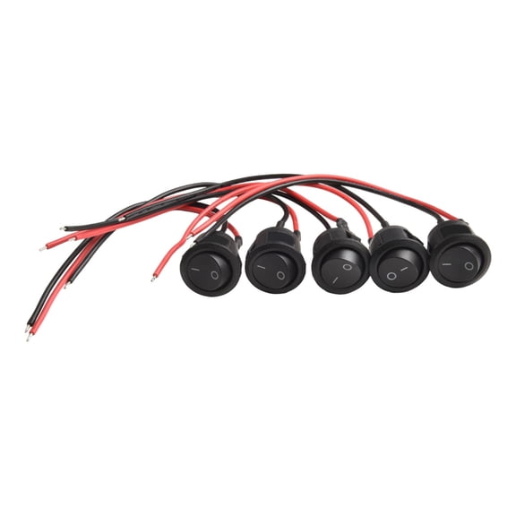 Styrix 5Pcs Mini Rocker Switch 12 Volt On off Toggle Switch With Pre-Wired 6A 250V 10A 125V Ac 12V Dc Electrical Switches for Diy Apply