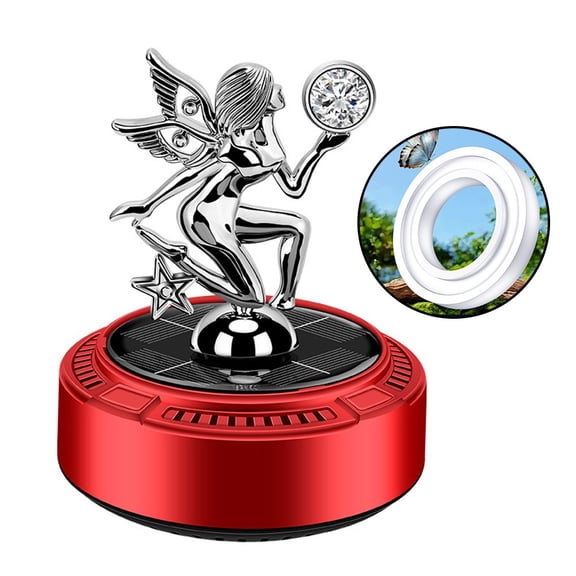 Styrix Car Mount Solar Air Freshener Angel Rotating Ornament With Plant Essence