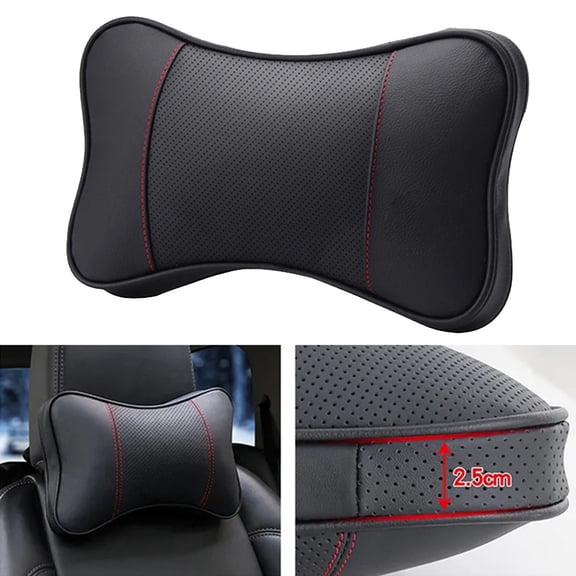 Styrix Car Seat Headrest Leather + Space Cotton Pillow Neck Rest Sleeping Headrest Support Solution Auto Interior Accessories Universal