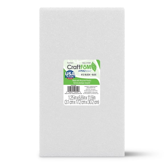 Styrofoam Block-12"X7"X1.1875", Pk 3, Floracraft