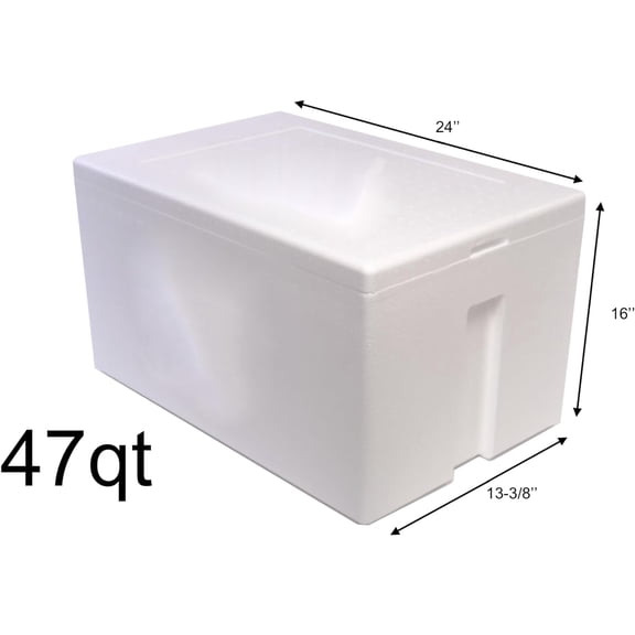 Styrofoam Cooler, Ice Chest (47qt), Inside: 21 x 13 x 11 (inches) Outside: 24 x 16 x 13 (inches)$$Sport & Recreation Other