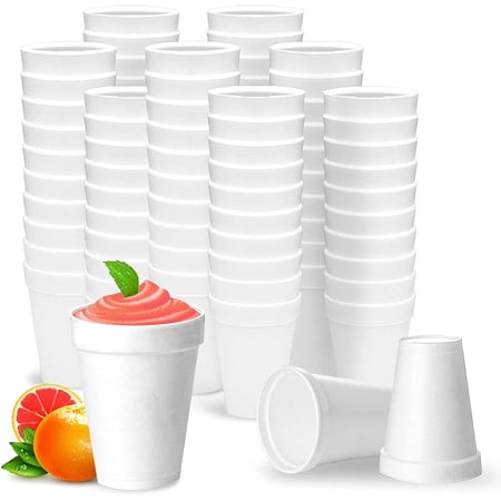 Styrofoam Cups 12 Oz, 100 Count Disposable Foam Cups for Coffee, Tea, Hot Cocoa, Soup, Broth, Smoothie, Soda, Juice