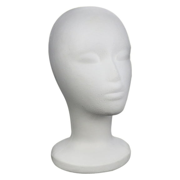 Styrofoam Model Head, Wig Head Stand for Styling Wig Head - Tall Female Foam Mannequin Wig Stand And Holder for Style, Model And Display Hair, Hats And Hairpieces, White