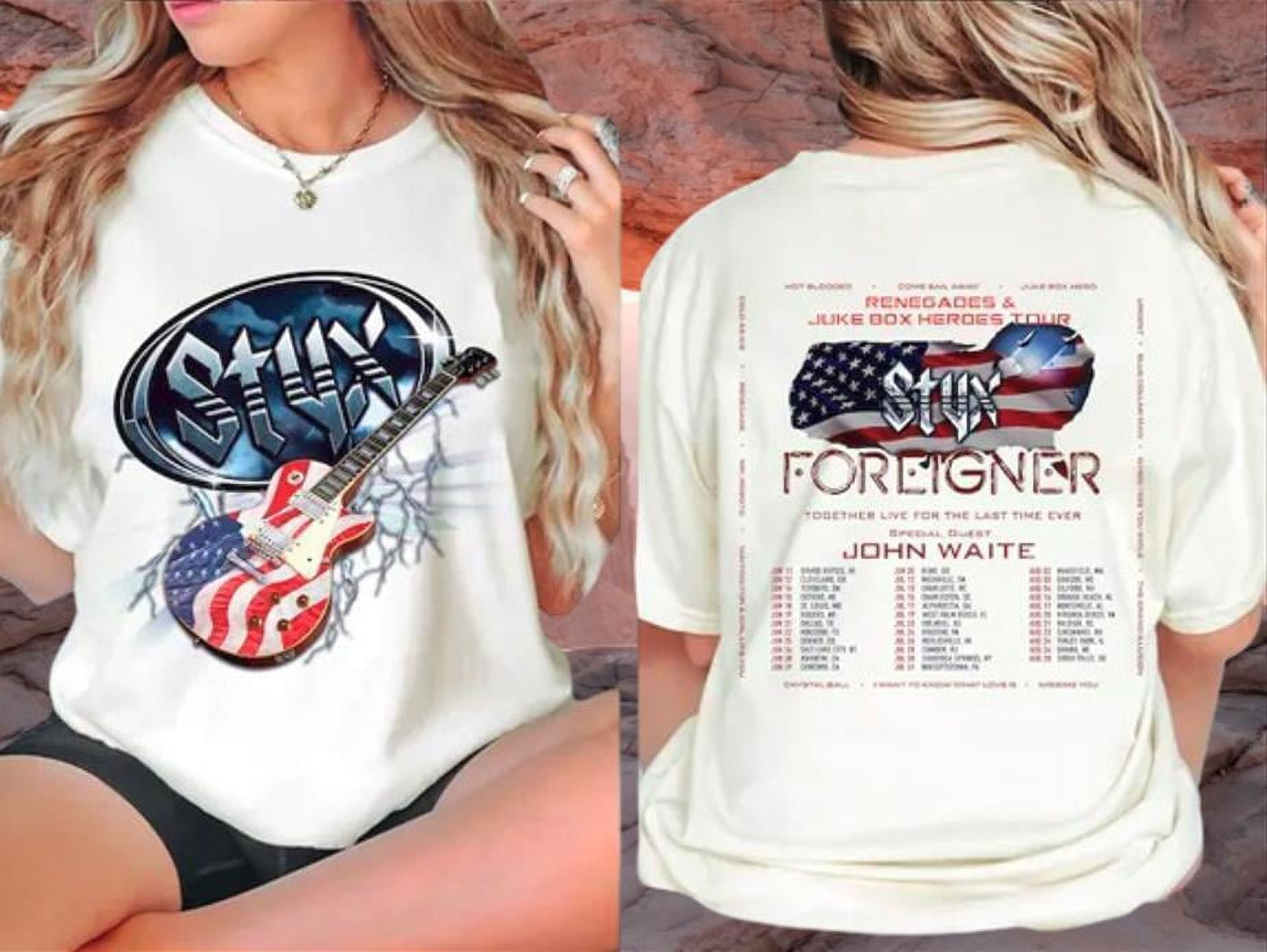 Styx And Foreigner Summer 2024 Tour Band Fan TShirt Gift Fans Concert