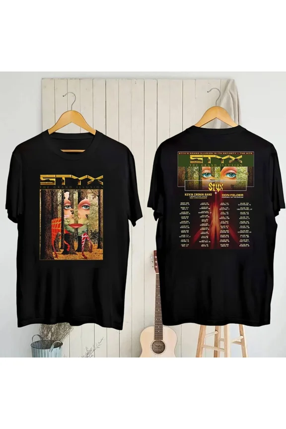 Styx Band the Grand Illusion Tour 2025 Styx 2025 Concert T-Shirt,Black Color,Size L