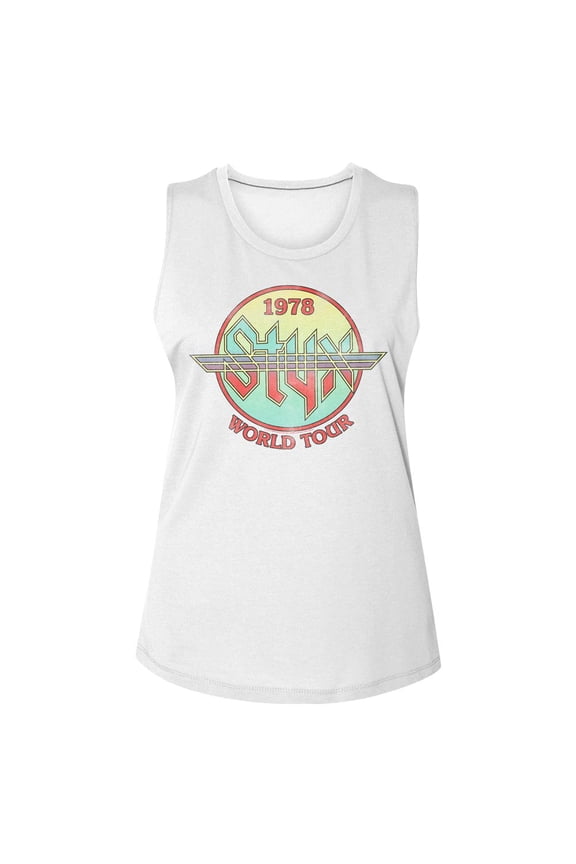 Styx Circle Tour White Women's Muscle Tank Top T-Shirt