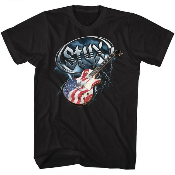 Styx Flag Guitar Black Adult T-Shirt 3Xl