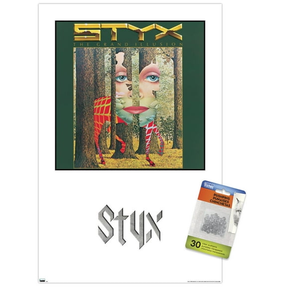 Styx - The Grand Illusion Album Series Wall Poster with Push Pins, 14.725" x 22.375"