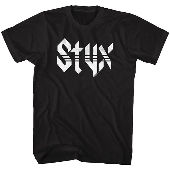 Styx White Logo Black Adult T-Shirt 6Xl